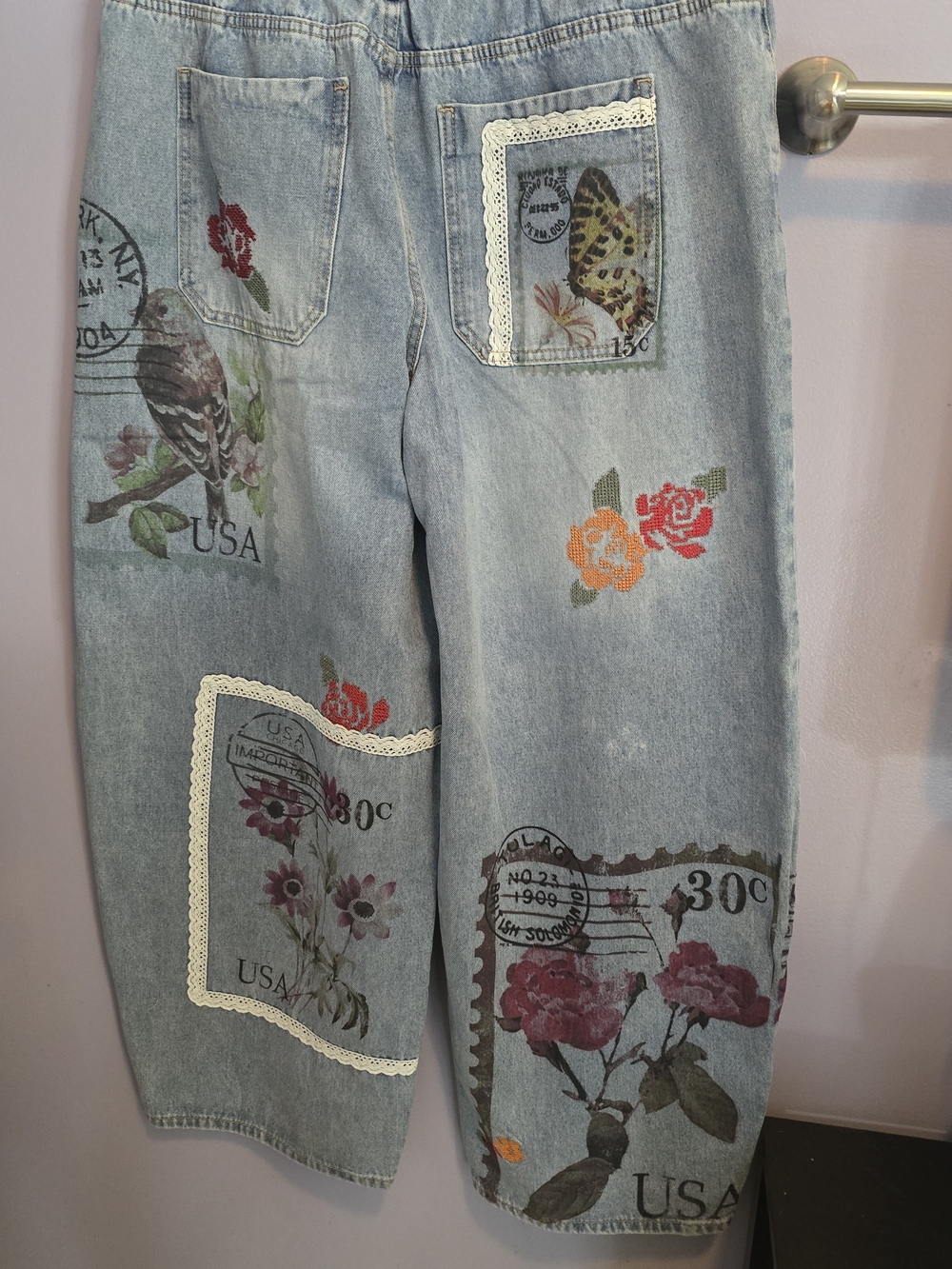 Oli And Hali Post Card Embroided Pants . - Picture 3 of 5